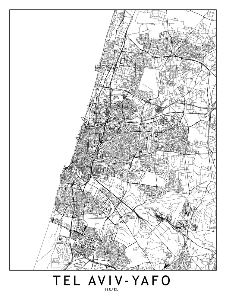 Tel Aviv Yafo White Map