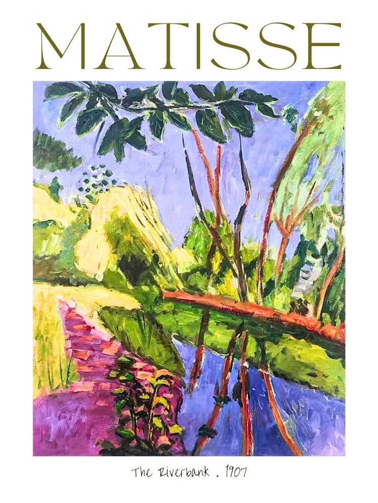 Henri Matissse The Riverbank 1907 La Berge France Art Poster Print in HD for Feature Wall Vibrant Colorful High Resolution