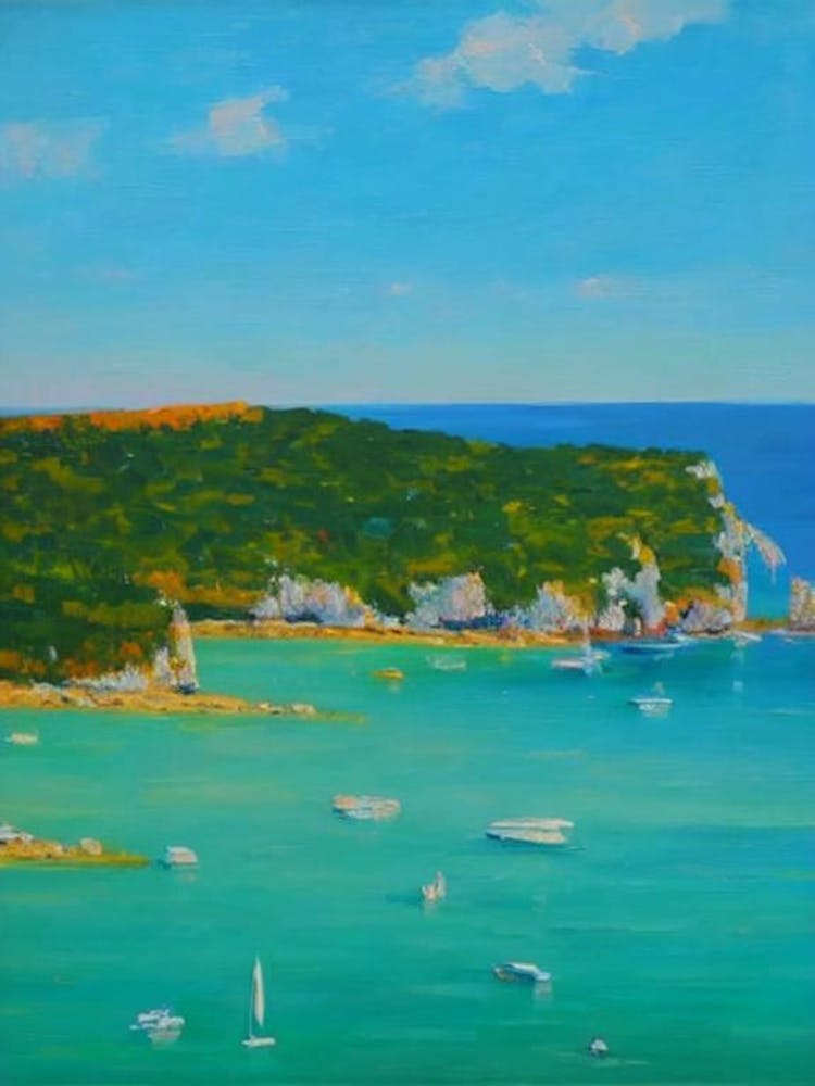 Calanques National Park France Blue Oil Painting 1 