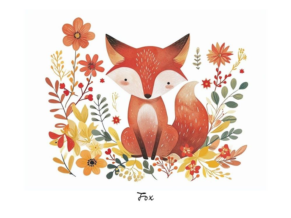 Little Floral Fox 3 Poster