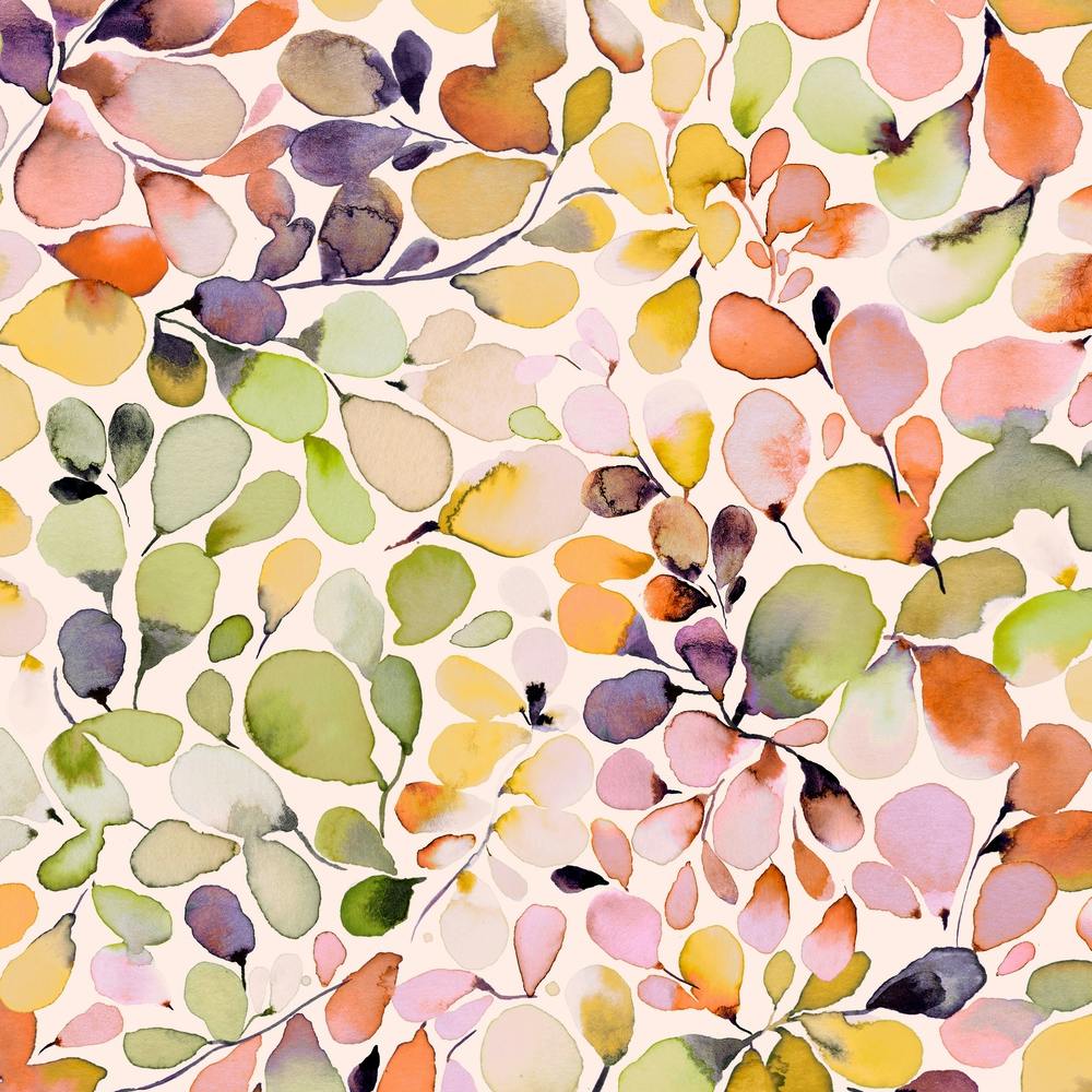 Leaffy Eucalyptus Coral Yellow Square