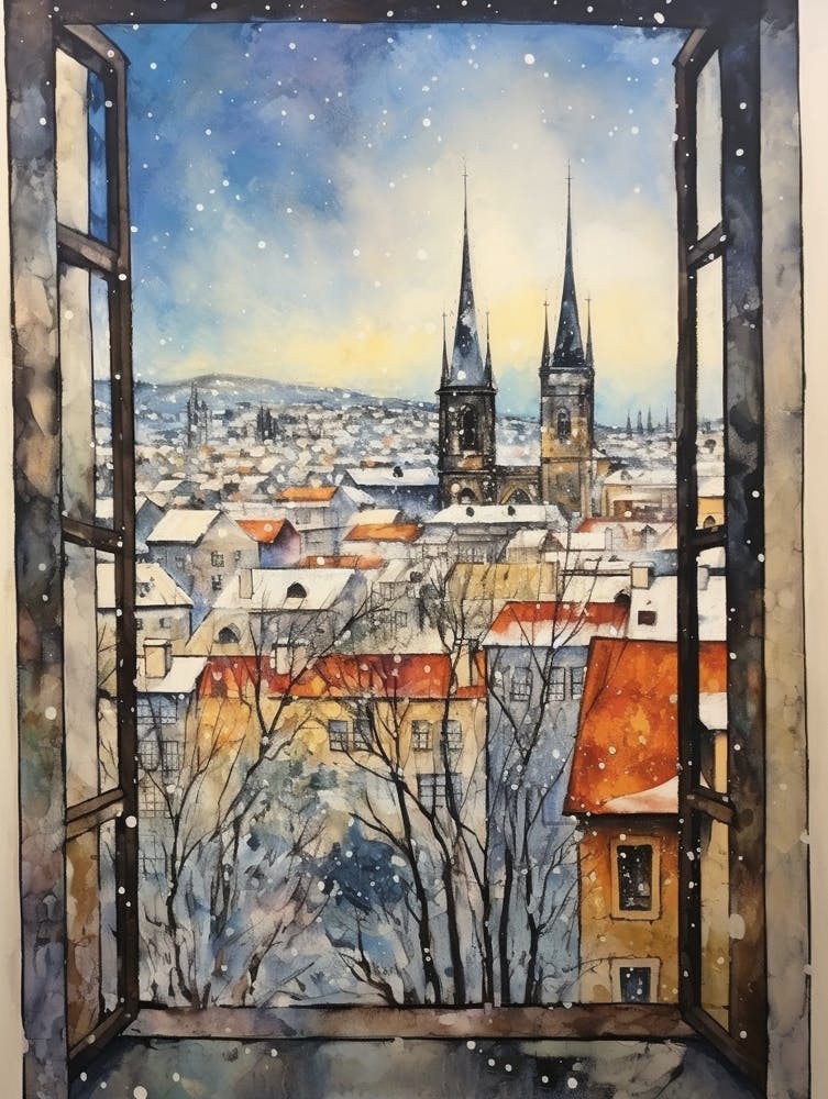 Winter Cityscape Prague Czech Republic 2
