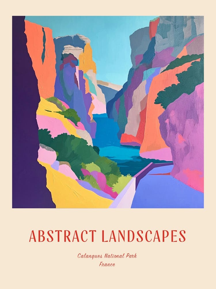 Colourful Abstract Calanques National Park France 2 Poster