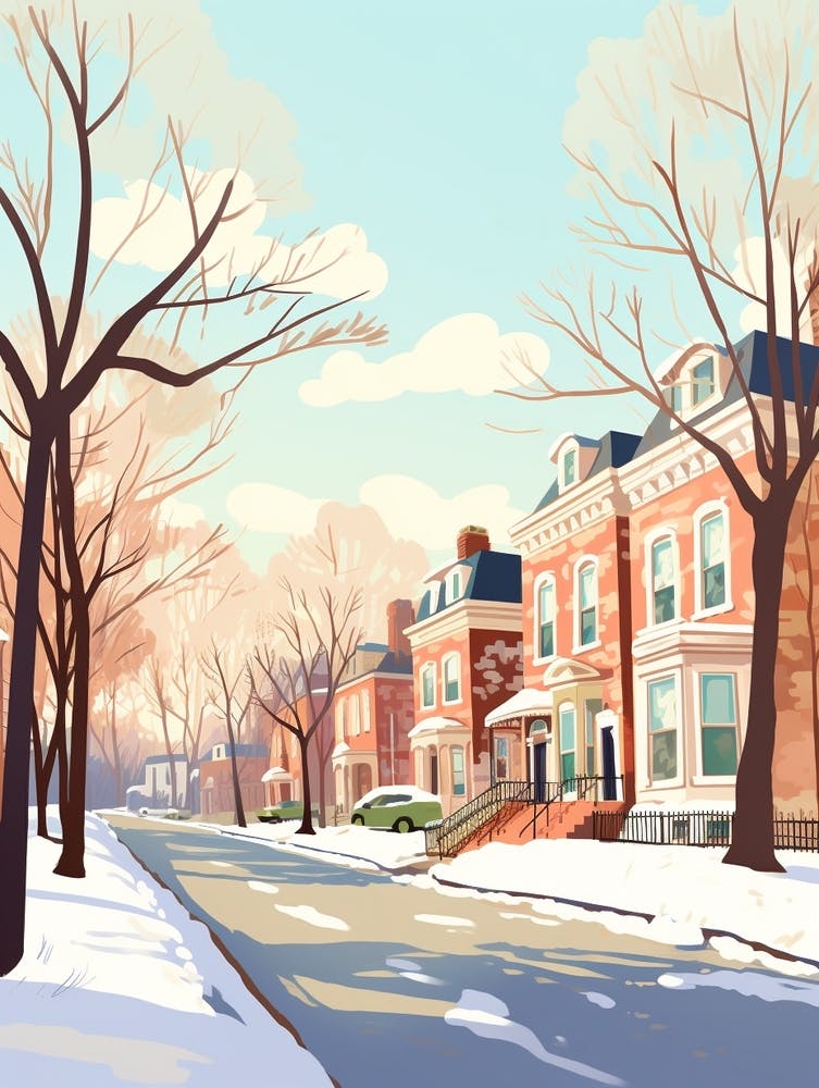 Vintage Winter Travel Illustration St Louis Missouri 2