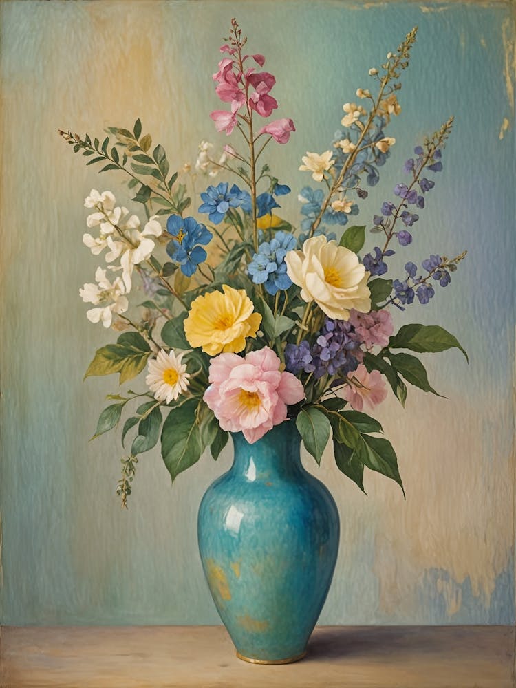 Vintage Flowers In A Vase no4