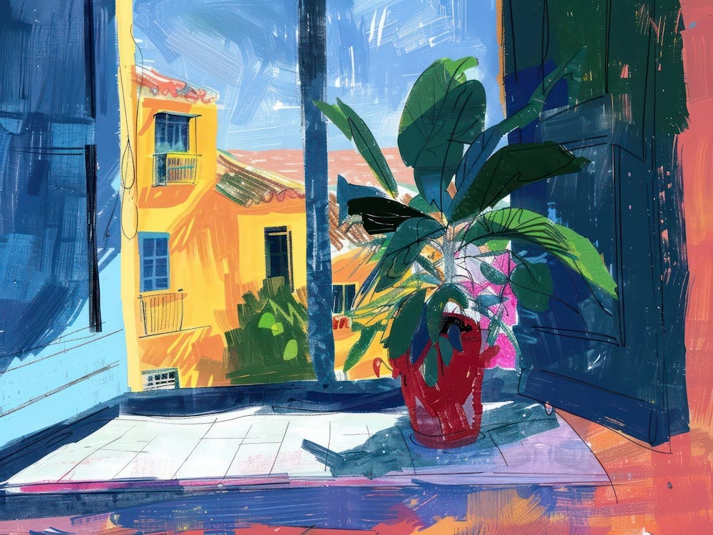Malaga From The Window View Painting 2