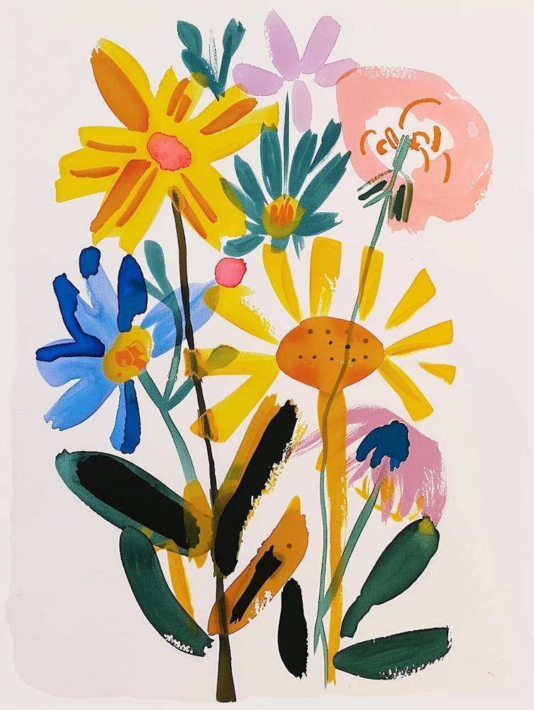 Gemalte Blumen Astern 4