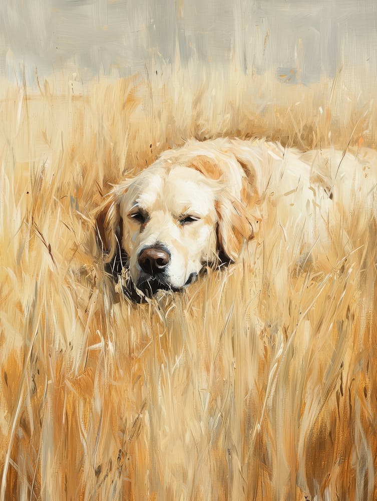 Golden Retriever In The Field.Generated AI. 1