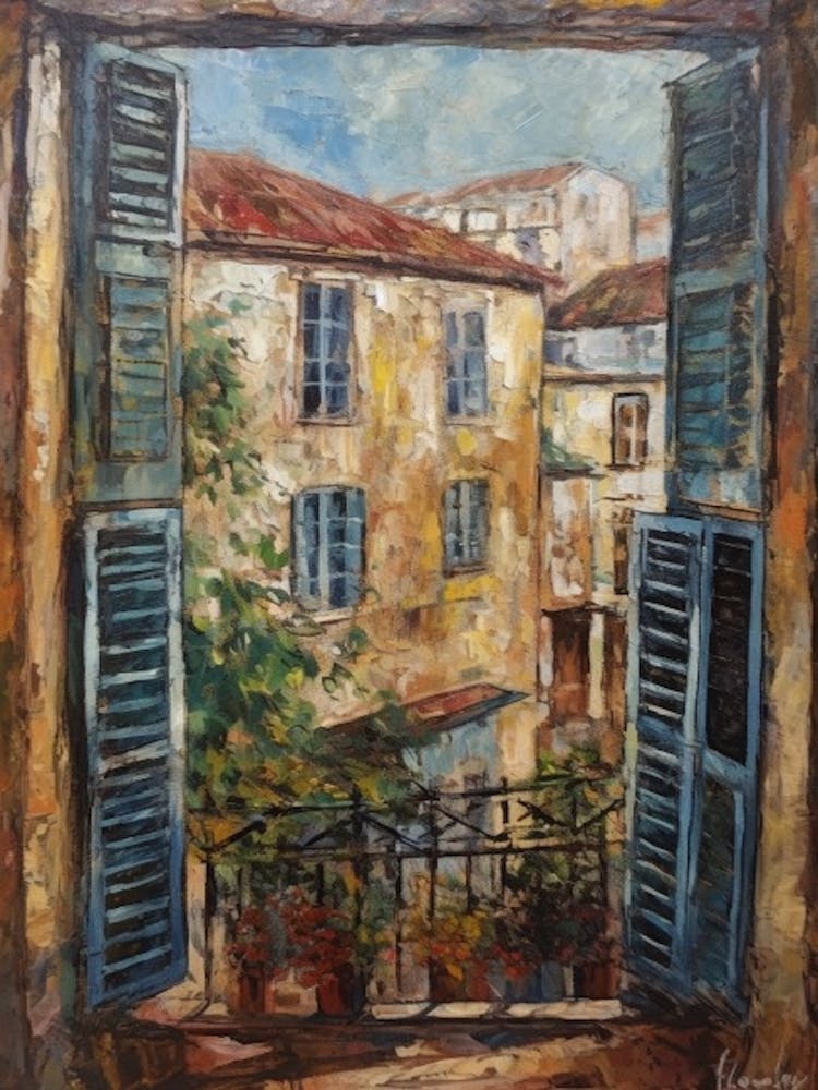 Window View Of Lisbon Portugal Impressionism Style 1