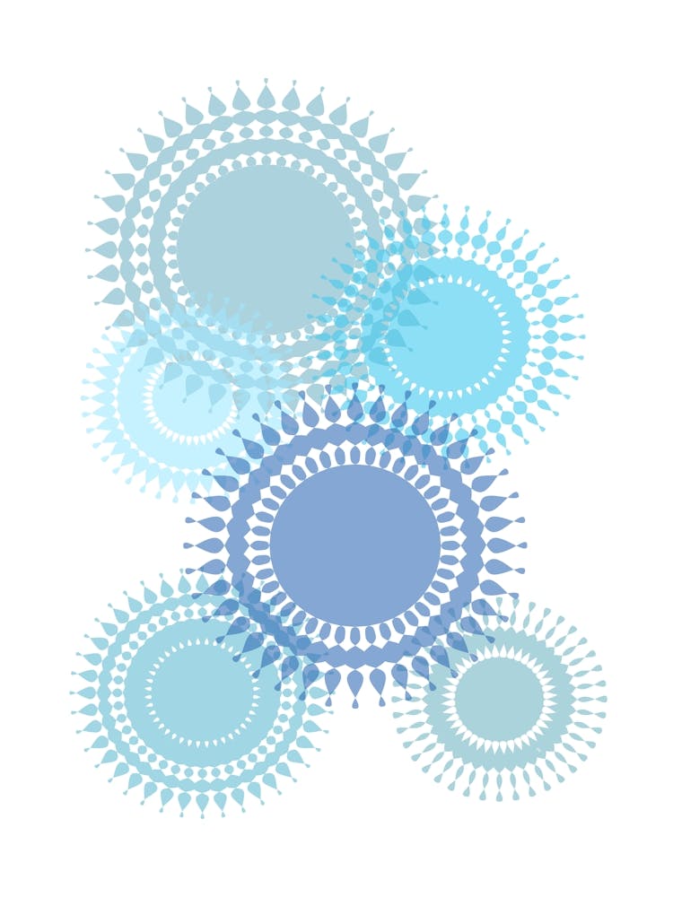 Abstract Folk Blue Suns