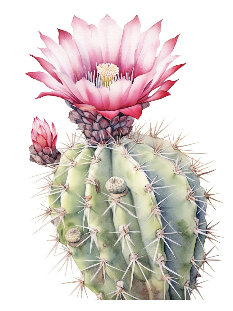 Austrocylindropuntia Subulata Cactus Watercolour Drawing 1