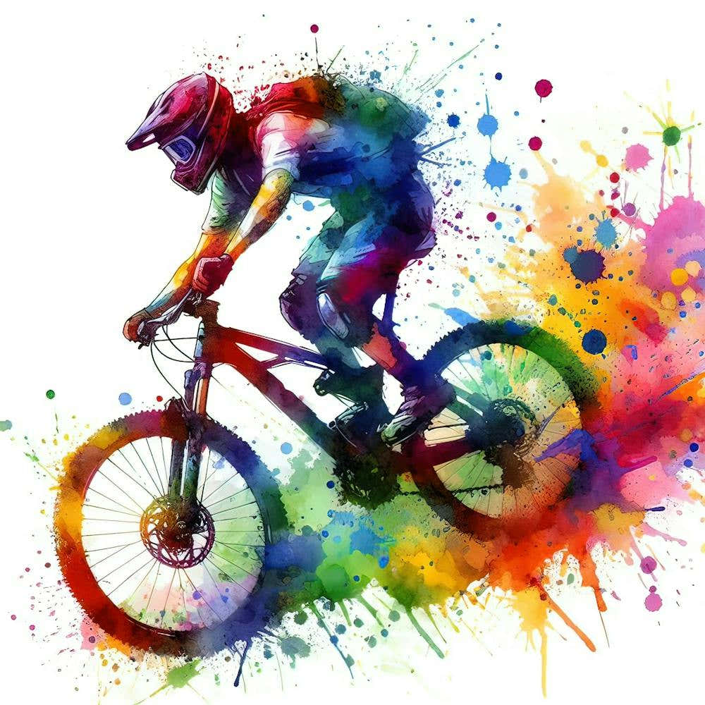 Bunter Mountainbike-Fahrer Art Print by viart. – Fy!