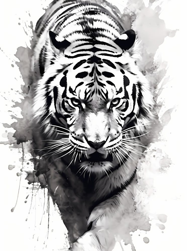 Black White Tiger Illustration