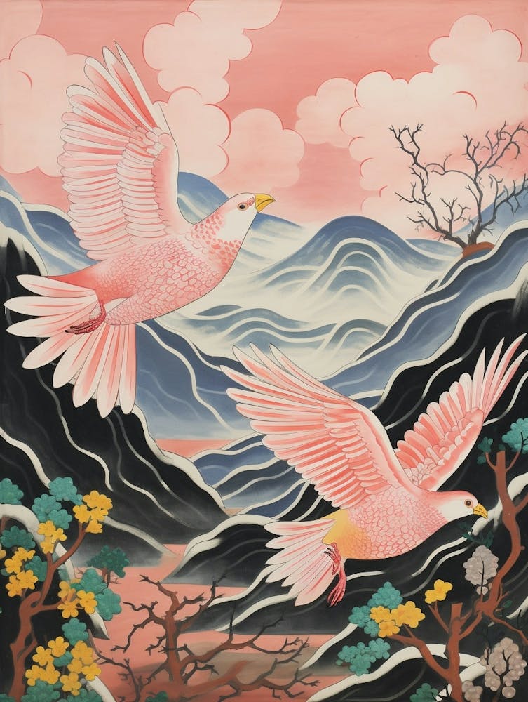 Vintage Japanese Inspired Bird Print Turkey 3