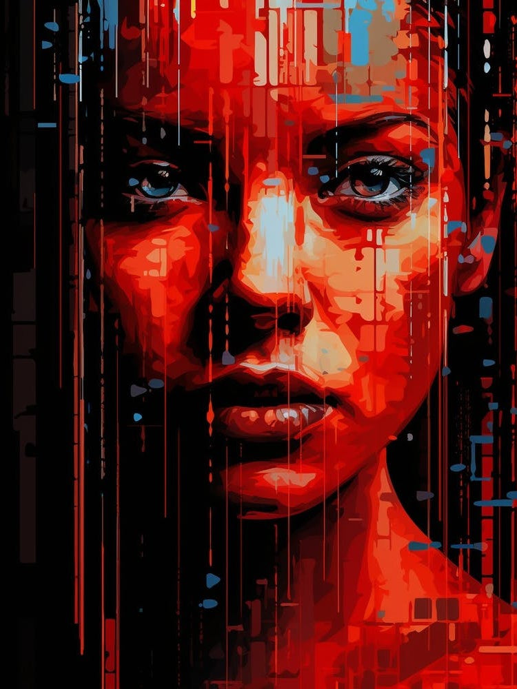 Digital Pixelation Abstract Lady 2