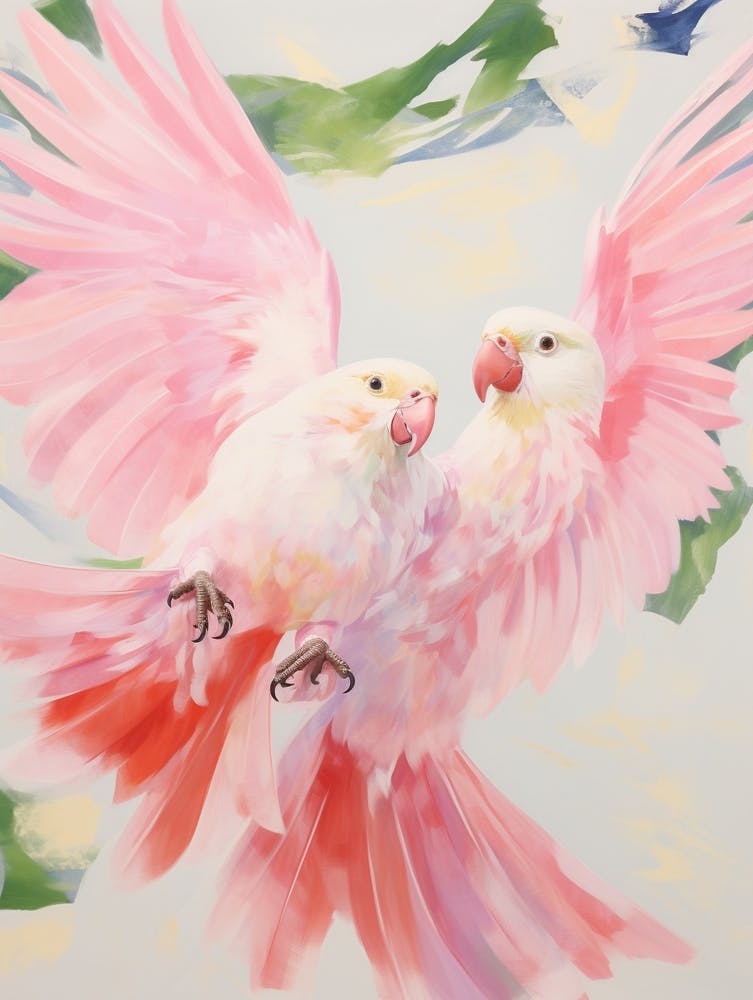 Pink Ethereal Bird Painting Parrot