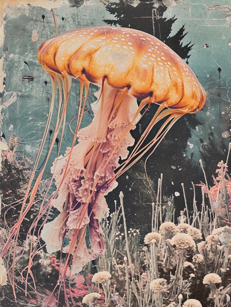 Jellyfish Retro Collage 2