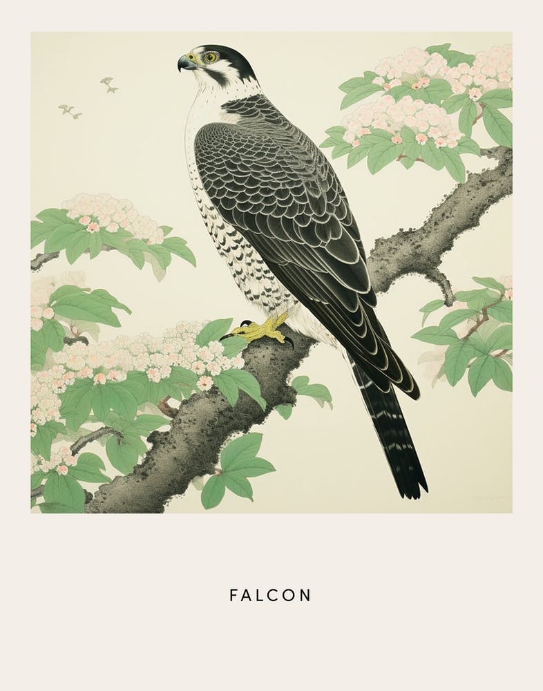 Ohara Koson Inspired Bird Painting Falcon 8 Poster