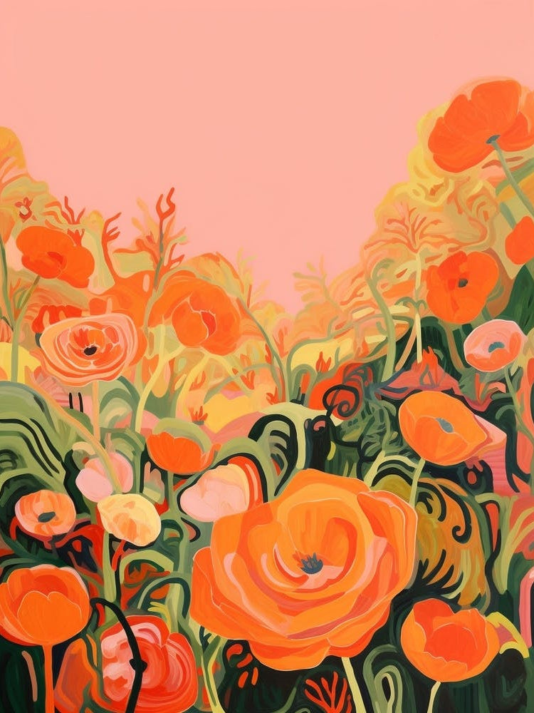 Boho Wildflower Painting Buttercup Ranunculus 1