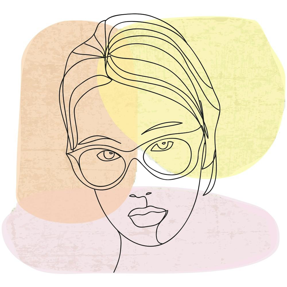 Simply Girl lineart Portrait Of A Woman With Glasses