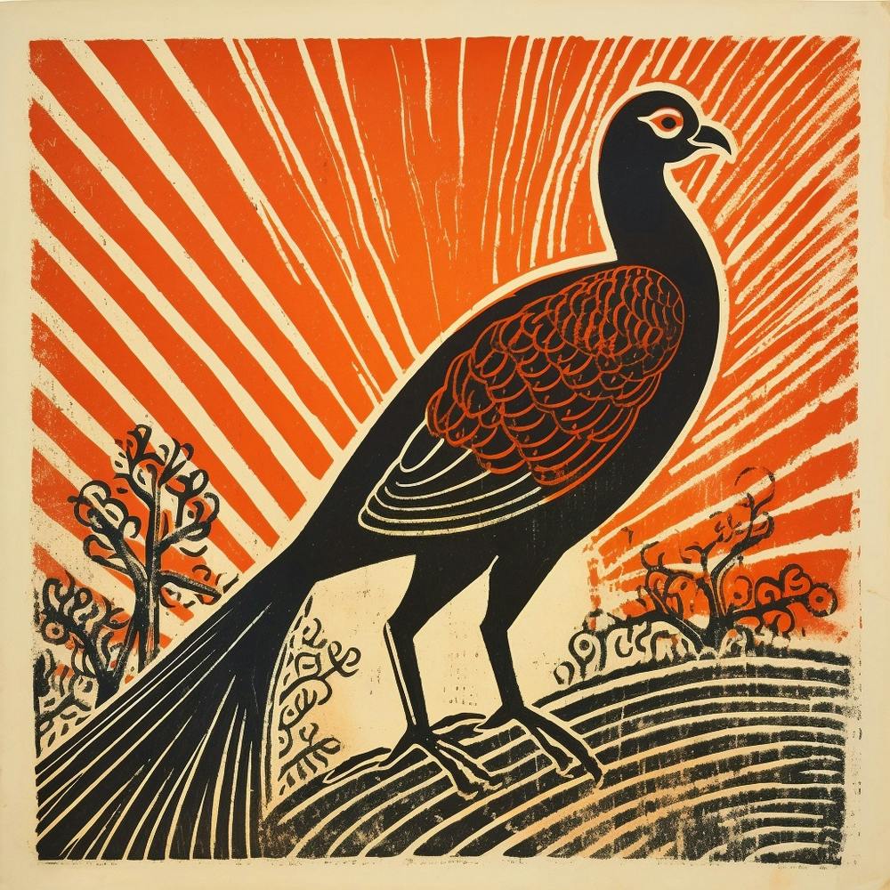 Retro Bird Lithograph Pheasant 4