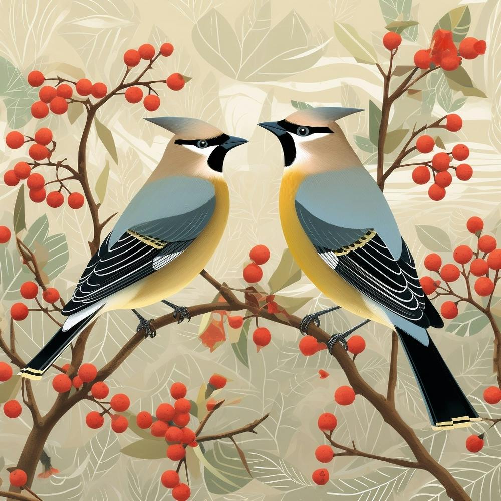 Oiseau dans la nature Jaseur d'Amérique 2