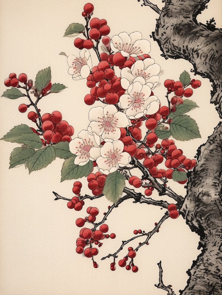 Sakura Cherry Blossom 2 Botanique Japonaise Vintage