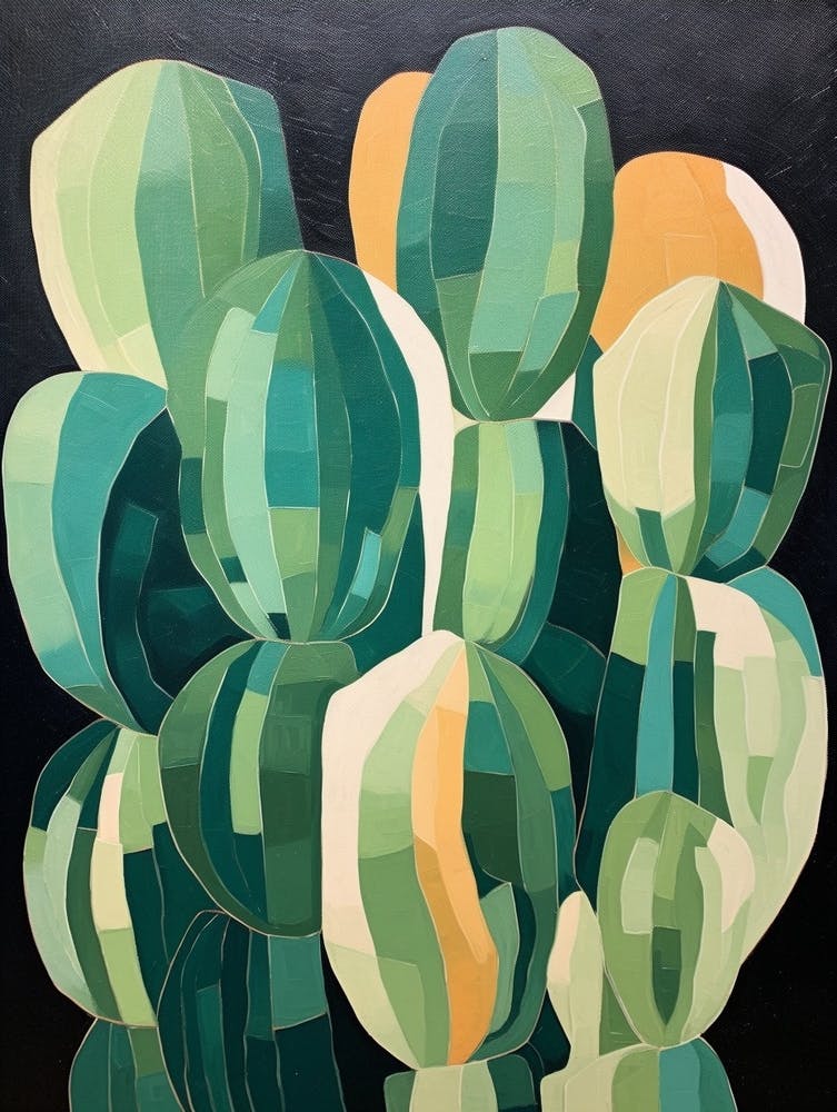 Modern Abstract Cactus Painting Echinocereus Cactus 3