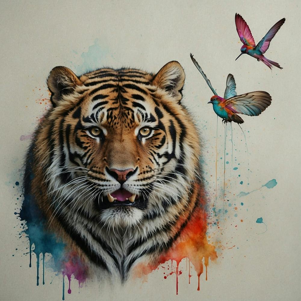 Tiger And Hummingbird