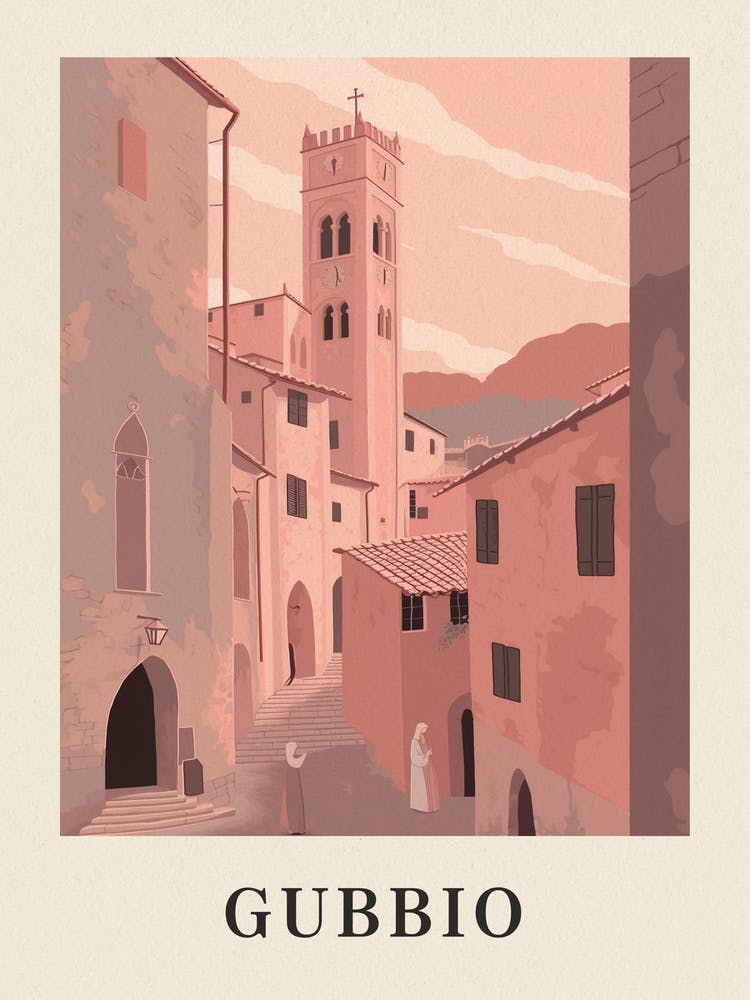 Gubbio Vintage Pink Italy Poster