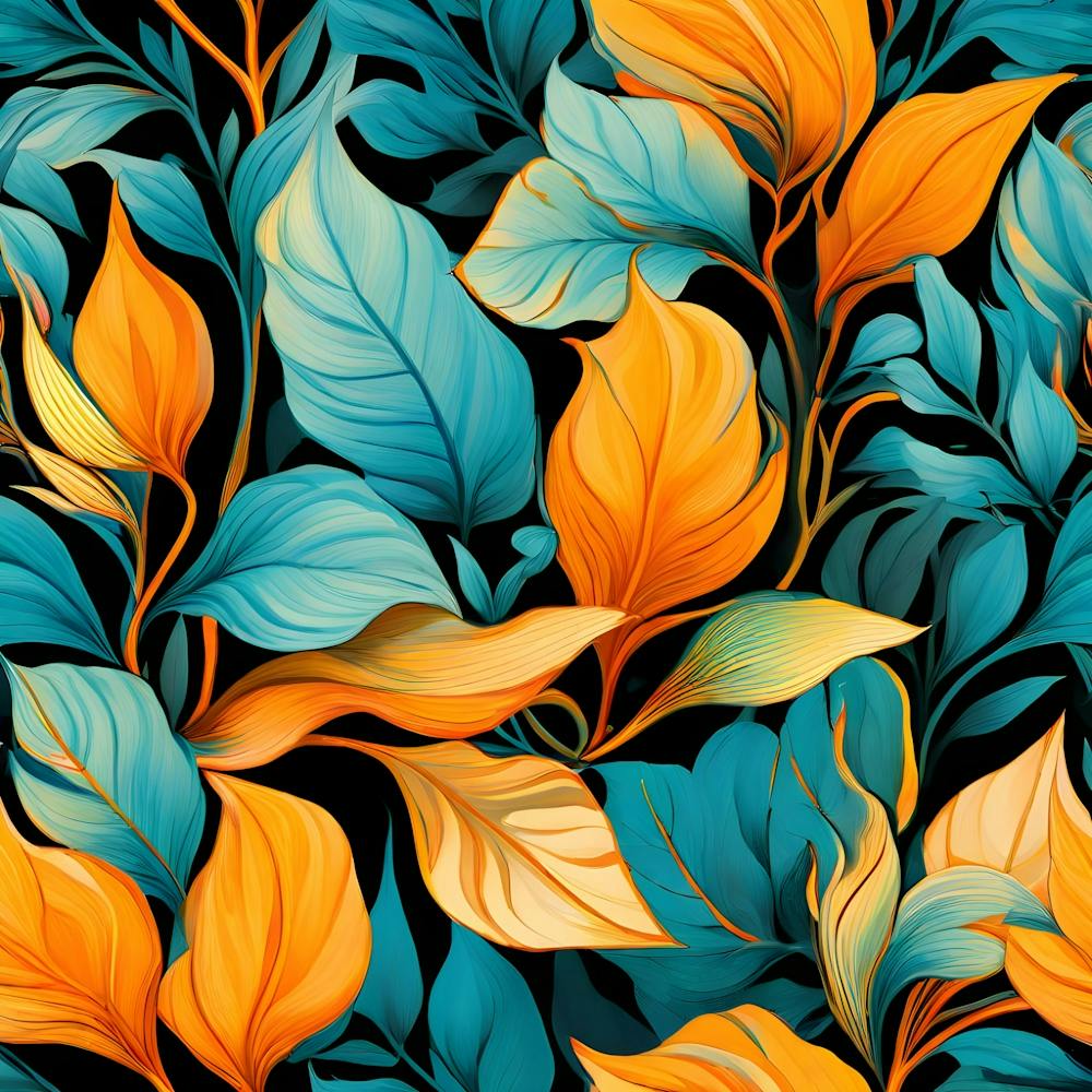 Feuilles orange et bleues 1