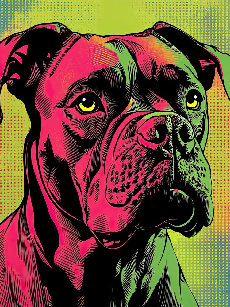 Pop Art Mastiff Dramatic Green And Hot Pink 4