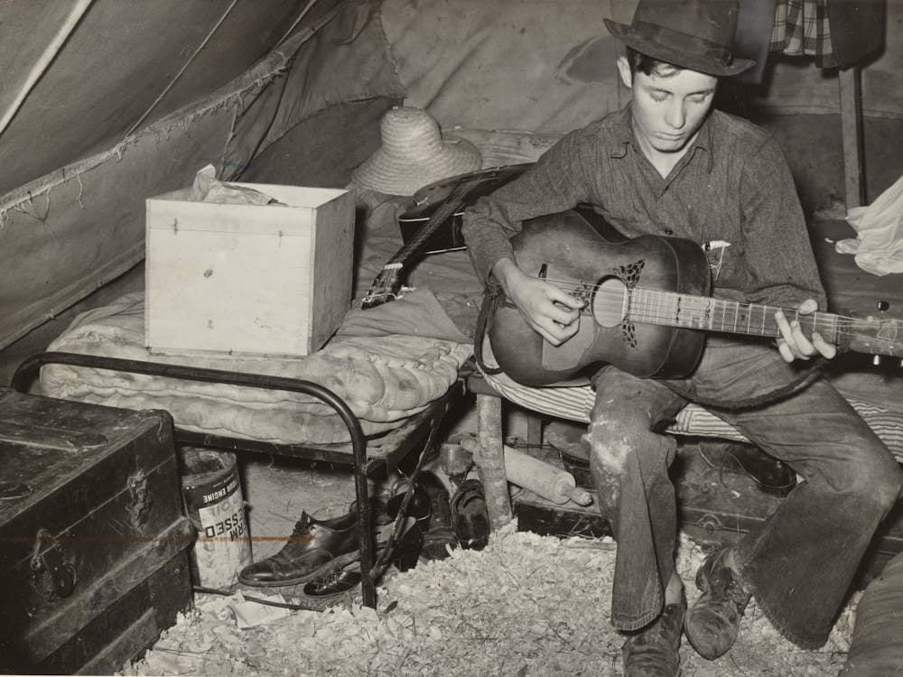 White Migrant Strawberry Picker On Bed In Tent Near Hammond, Louisiana By Russell Lee