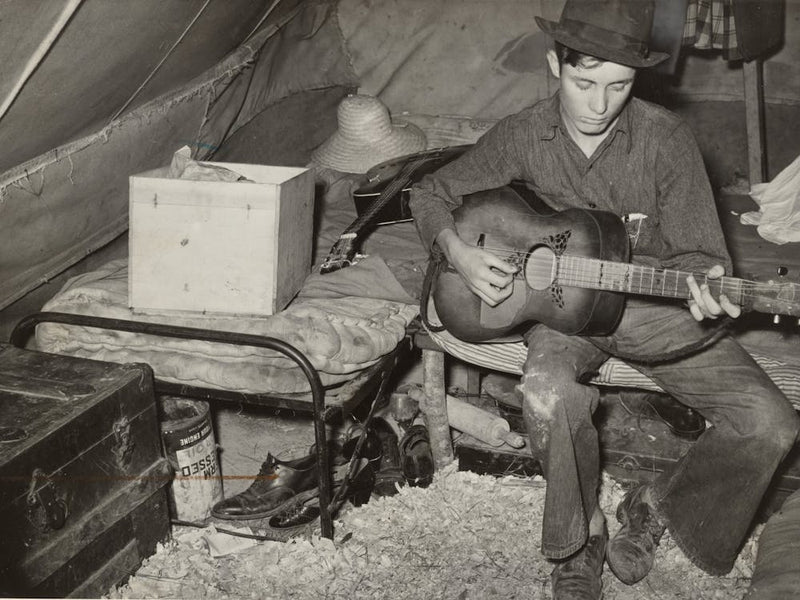 White Migrant Strawberry Picker On Bed In Tent Near Hammond, Louisiana By Russell Lee