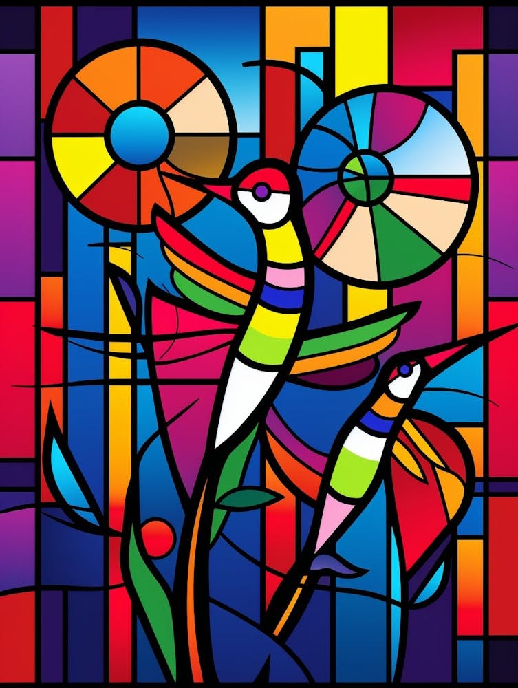 Hummingbirds Abstract Pop Art 3