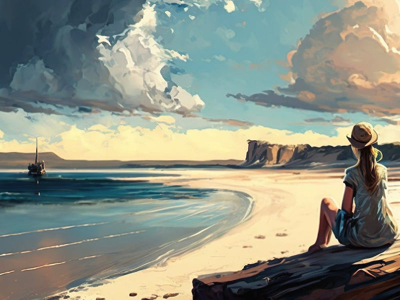 Girl Sitting On The Beach