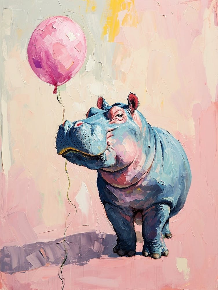 Cute Hippopotamus 2 With Balloon