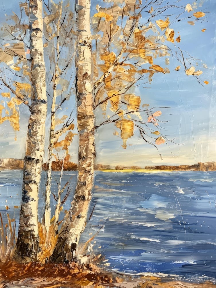 Birch Trees By The Lake 2