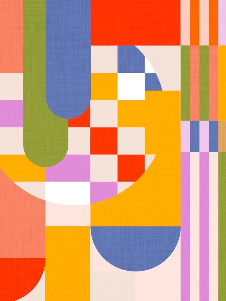 Bold and Playful Mid Century geometric Checks and stripes - Bauhaus Inspired