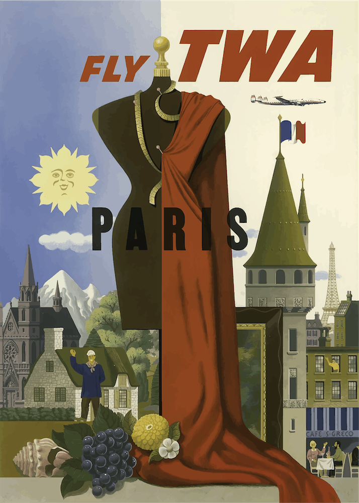 Fly Twa Paris Vintage Poster