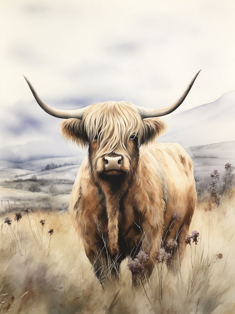 Highland Cow Under The Cloudy Sky 2