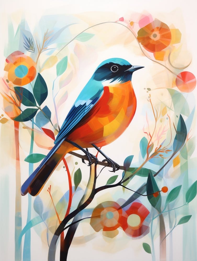 Bird Painting Collage Robin 1