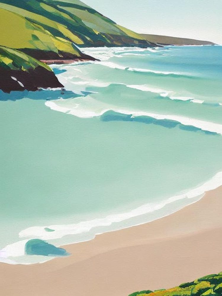 Croyde Bay Beach, Devon Contemporary Illustration 1