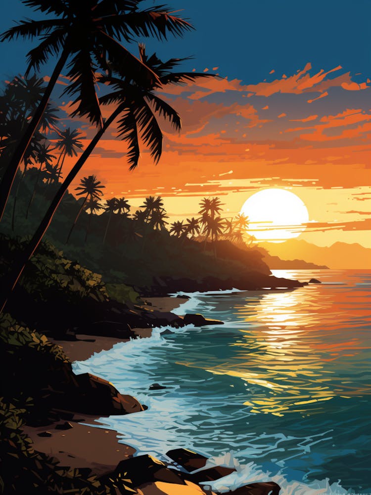 A Vibrant Painting Of El Yunque Beach Puerto Rico 1