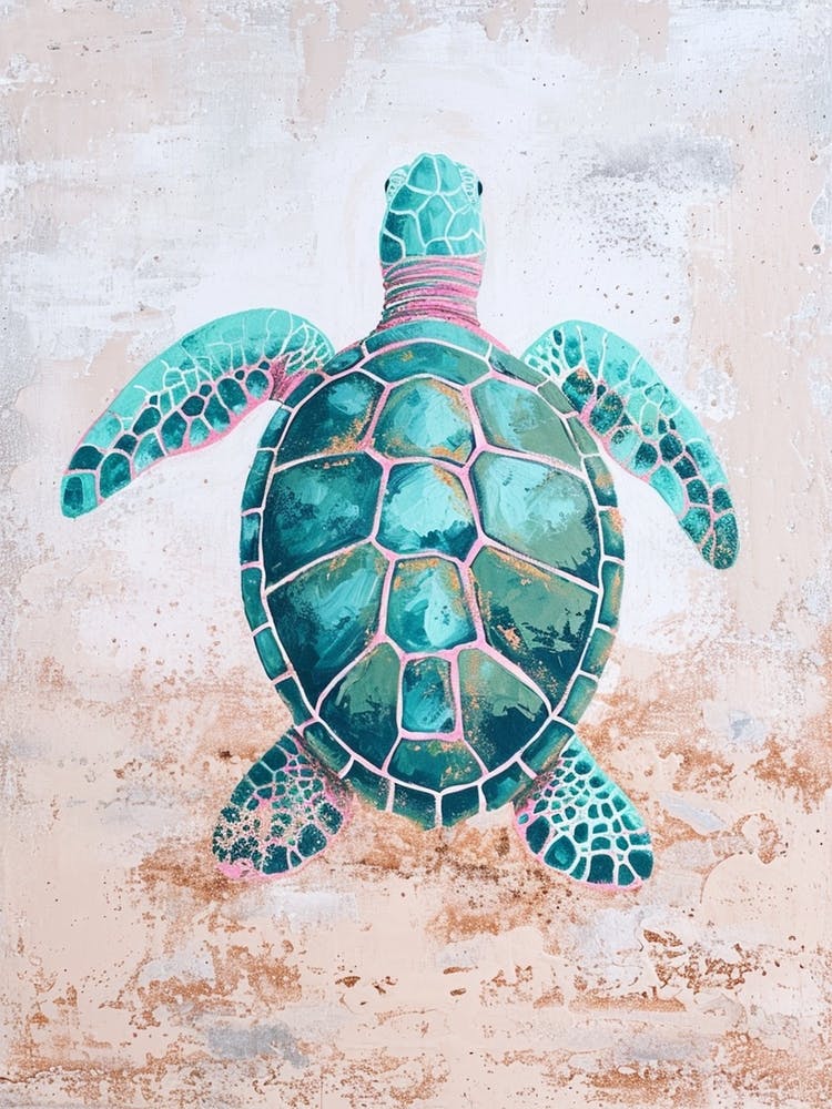 Simple Turquoise Sea Turtle