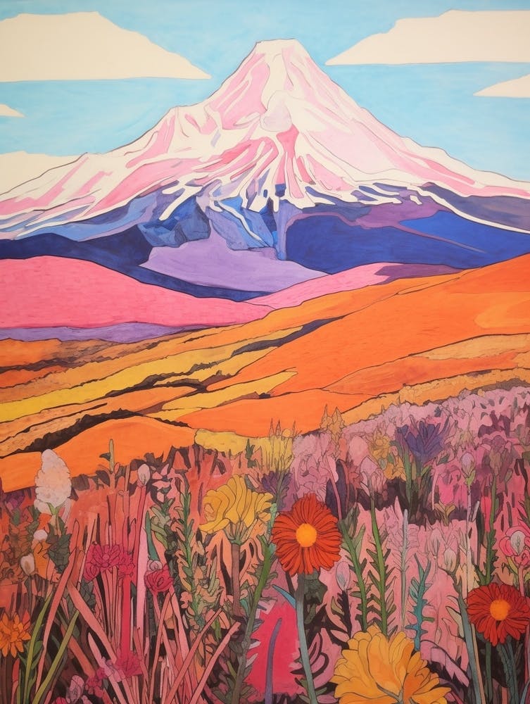 Cotopaxi Ecuador 1 Colourful Mountain Illustration