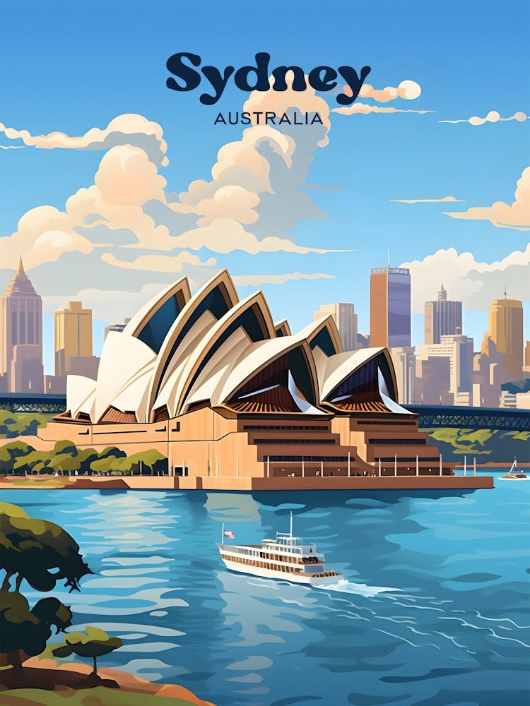Sydney Australia Opera House Modern Travel Art