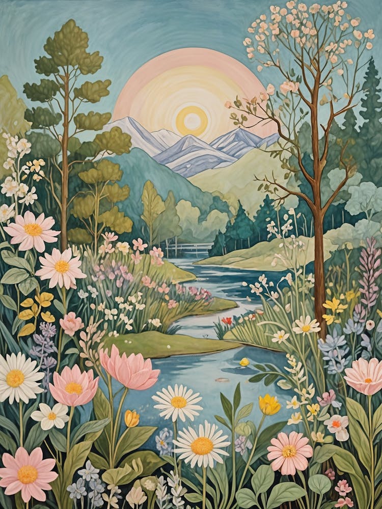 Sunset In The Spring Meadow