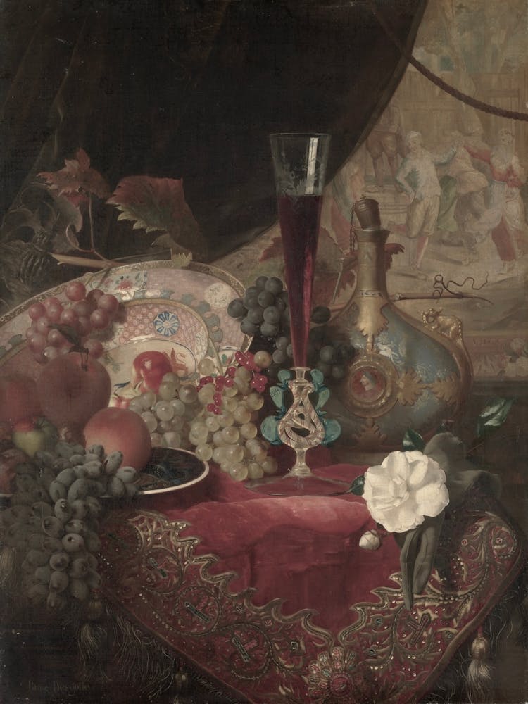 Table With Fruit And Wine