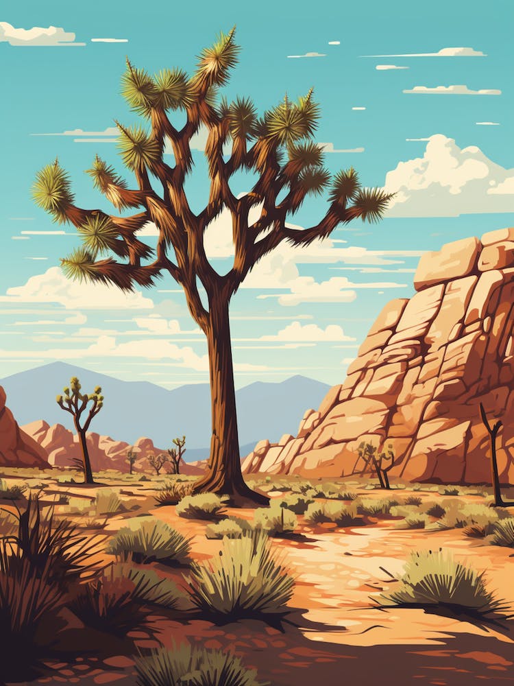  Retro Illustration Of A Joshua Tree In Mountain 4